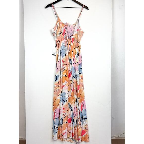 NWT Ripcurl Womens Bloom Floral Long Maxi Tank Dress White Pink - S - Picture 7 of 10